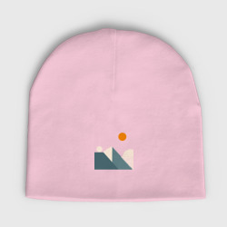 Мужская шапка демисезонная Горы и солнце минимализм абстакция