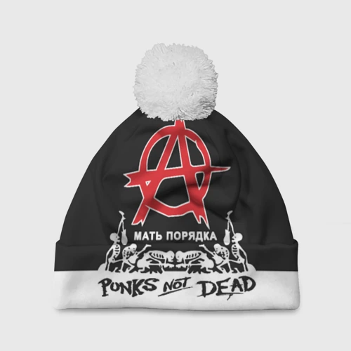 Шапка 3D c помпоном Анархия - Punk's not dead