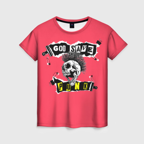 Женская футболка 3D God save pank, цвет 3D печать