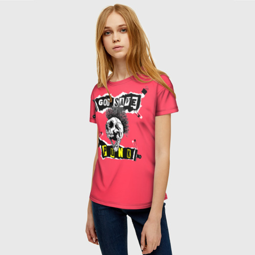 Женская футболка 3D God save pank, цвет 3D печать - фото 3