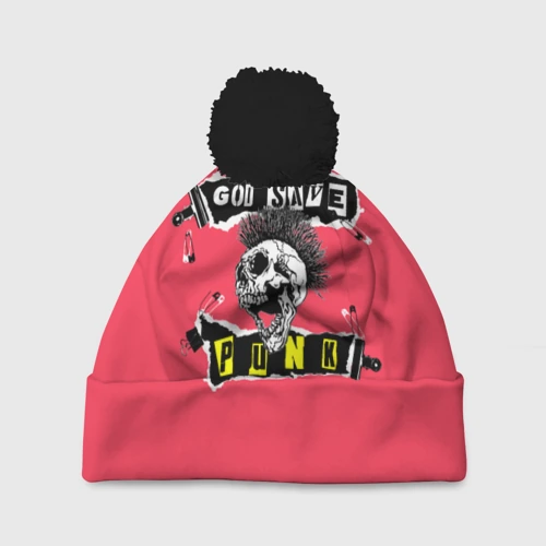 Шапка 3D c помпоном God save pank