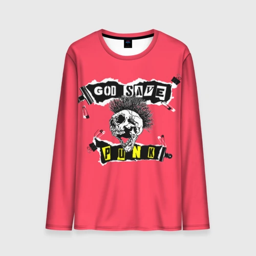 Мужской лонгслив 3D God save pank