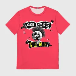 Мужская футболка 3D God save pank