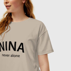 Женская футболка хлопок Oversize Nina never alone - motto - фото 2