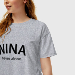 Женская футболка хлопок Oversize Nina never alone - motto - фото 2