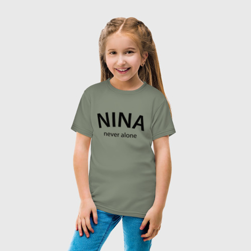 Детская футболка хлопок Nina never alone - motto, цвет авокадо - фото 5