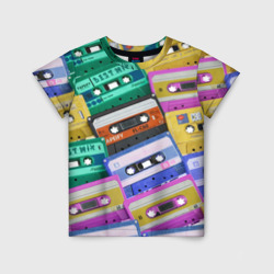 Детская футболка 3D Аудио кассеты разноцветные