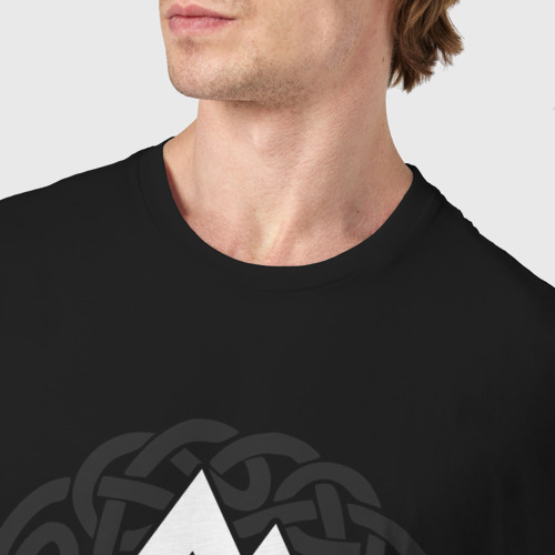 Мужская футболка хлопок Валькнут воина, цвет черный - фото 6
