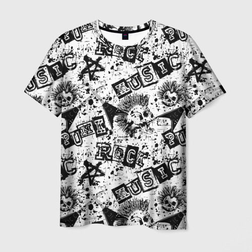 Мужская футболка с принтом Панк-рок музыка, вид спереди №1