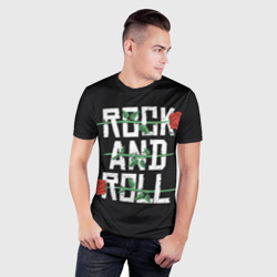 Мужская футболка 3D Slim Rock and roll - розы - фото 2