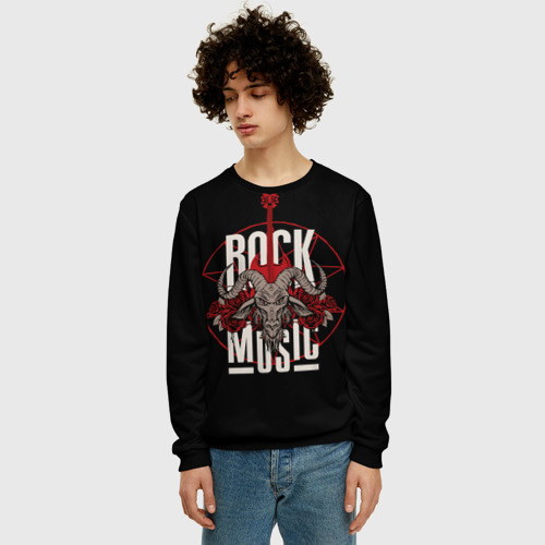 Мужской свитшот 3D Рок музыка - тяжёлый рок, цвет черный - фото 3