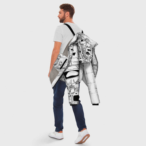Мужская зимняя куртка 3D Дудлы с хамелеоном, цвет светло-серый - фото 5