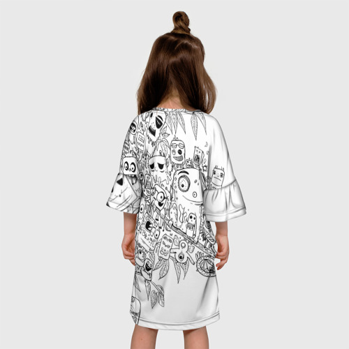 Детское платье 3D Дудлы с хамелеоном, цвет 3D печать - фото 5