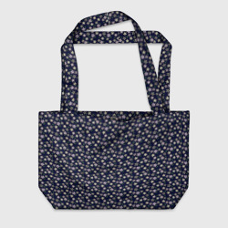 Тёмный синий в мелкий цветочек паттерн – Пляжная сумка 3D с принтом купить