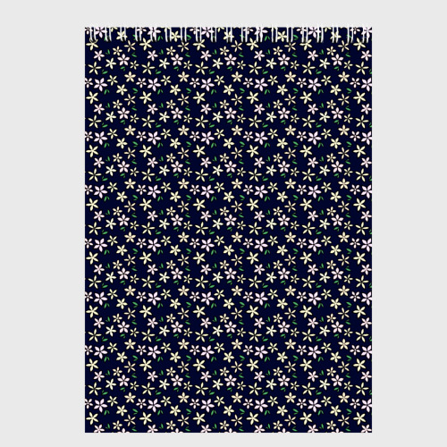 Скетчбуки с принтом Тёмный синий в мелкий цветочек паттерн, вид спереди №1