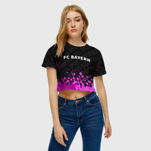 Женская футболка Crop-top 3D Bayern pro football посередине, цвет 3D печать - фото 3