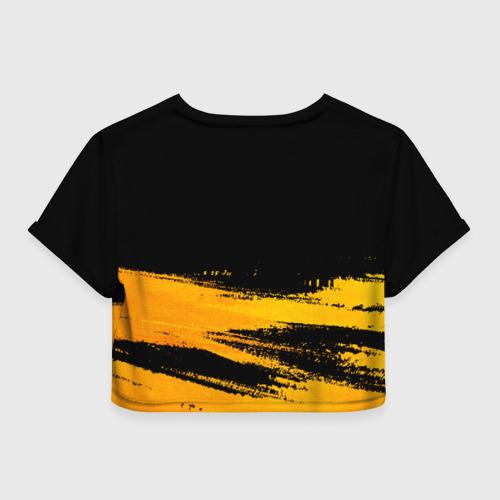 Женская футболка Crop-top 3D Manchester United - gold gradient посередине, цвет 3D печать - фото 2