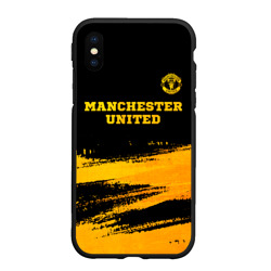 Чехол для iPhone XS Max матовый Manchester United - gold gradient посередине