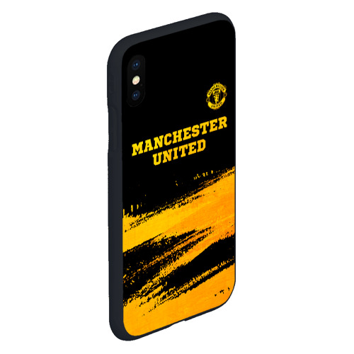 Чехол для iPhone XS Max матовый Manchester United - gold gradient посередине - фото 3