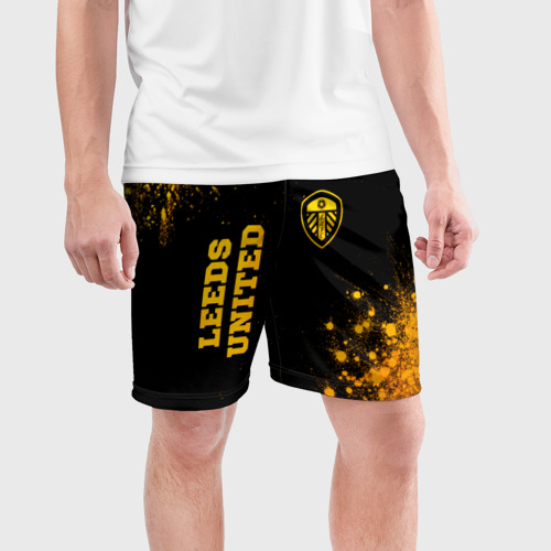 Мужские шорты спортивные Leeds United - gold gradient вертикально, цвет 3D печать - фото 3