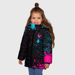 Зимняя куртка для девочек 3D Tottenham - neon gradient вертикально - фото 2