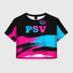 Женская футболка Crop-top 3D PSV - neon gradient посередине