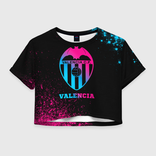 Женская футболка Crop-top 3D Valencia - neon gradient, цвет 3D печать