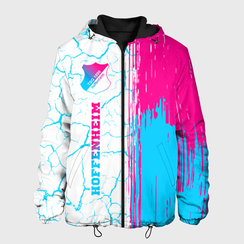 Мужская куртка 3D Hoffenheim neon gradient style по-вертикали, цвет 3D печать