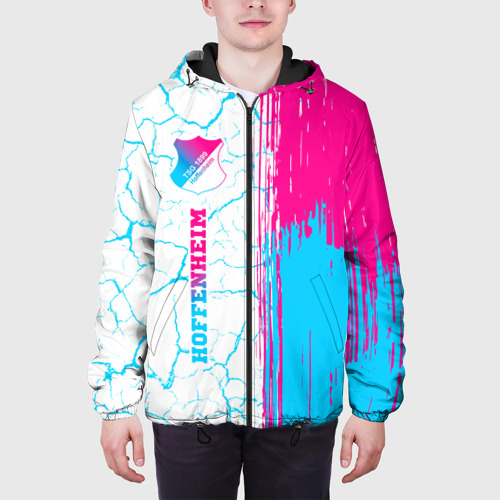 Мужская куртка 3D Hoffenheim neon gradient style по-вертикали, цвет 3D печать - фото 4
