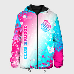 Мужская куртка 3D Club Brugge neon gradient style вертикально