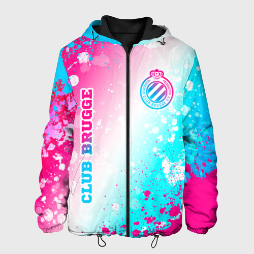 Мужская куртка 3D Club Brugge neon gradient style вертикально, цвет 3D печать