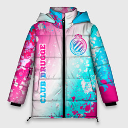 Женская зимняя куртка Oversize Club Brugge neon gradient style вертикально