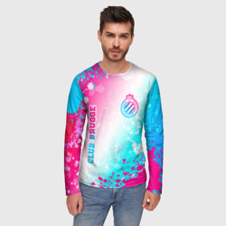 Мужской лонгслив 3D Club Brugge neon gradient style вертикально - фото 2