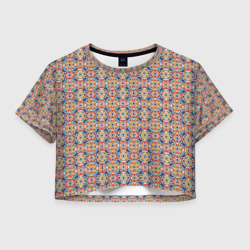 Женская футболка Crop-top 3D Марокканская мозаика цветочный узор