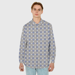 Мужская рубашка oversize 3D Сине-белая марокканская мозаика - фото 2