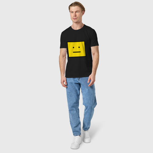 Мужская футболка хлопок Квадратный смайлик, цвет черный - фото 5