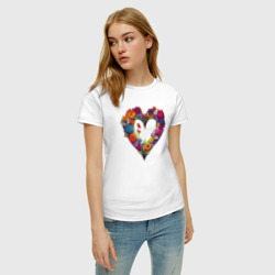 Женская футболка хлопок Сердечный луг цветов с бабочками - фото 2