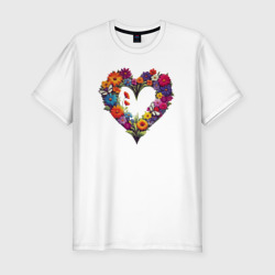 Мужская футболка хлопок Slim Сердечный луг цветов с бабочками