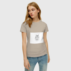 Женская футболка хлопок Нарисованный волк зубами щёлк - фото 2