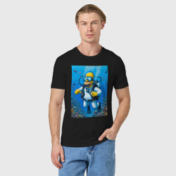 Мужская футболка хлопок Homer diving - ai art - фото 2
