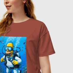 Женская футболка хлопок Oversize Homer diving - ai art - фото 2