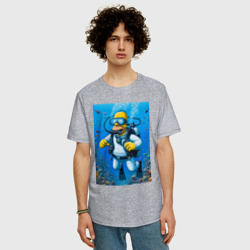 Мужская футболка хлопок Oversize Homer diving - ai art - фото 2