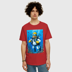 Мужская футболка хлопок Oversize Homer diving - ai art - фото 2