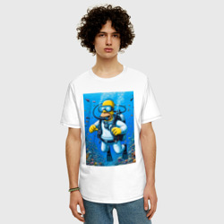 Мужская футболка хлопок Oversize Homer diving - ai art - фото 2