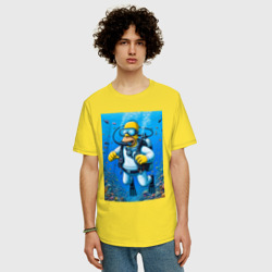 Мужская футболка хлопок Oversize Homer diving - ai art - фото 2