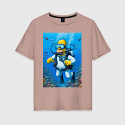 Женская футболка хлопок Oversize Homer diving - ai art