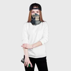 Бандана-труба 3D Геометрия на пэчворк дениме - этнические символы и узоры язычества - фото 2