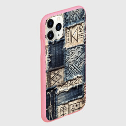 Чехол для iPhone 11 Pro Max матовый Геометрия на пэчворк дениме - этнические символы и узоры язычества - фото 2