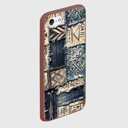 Чехол для iPhone 5/5S матовый Геометрия на пэчворк дениме - этнические символы и узоры язычества - фото 2