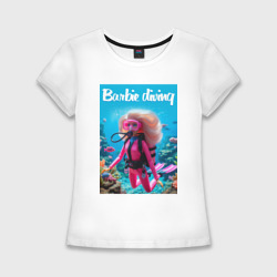 Женская футболка хлопок Slim Barbie diving - ai art